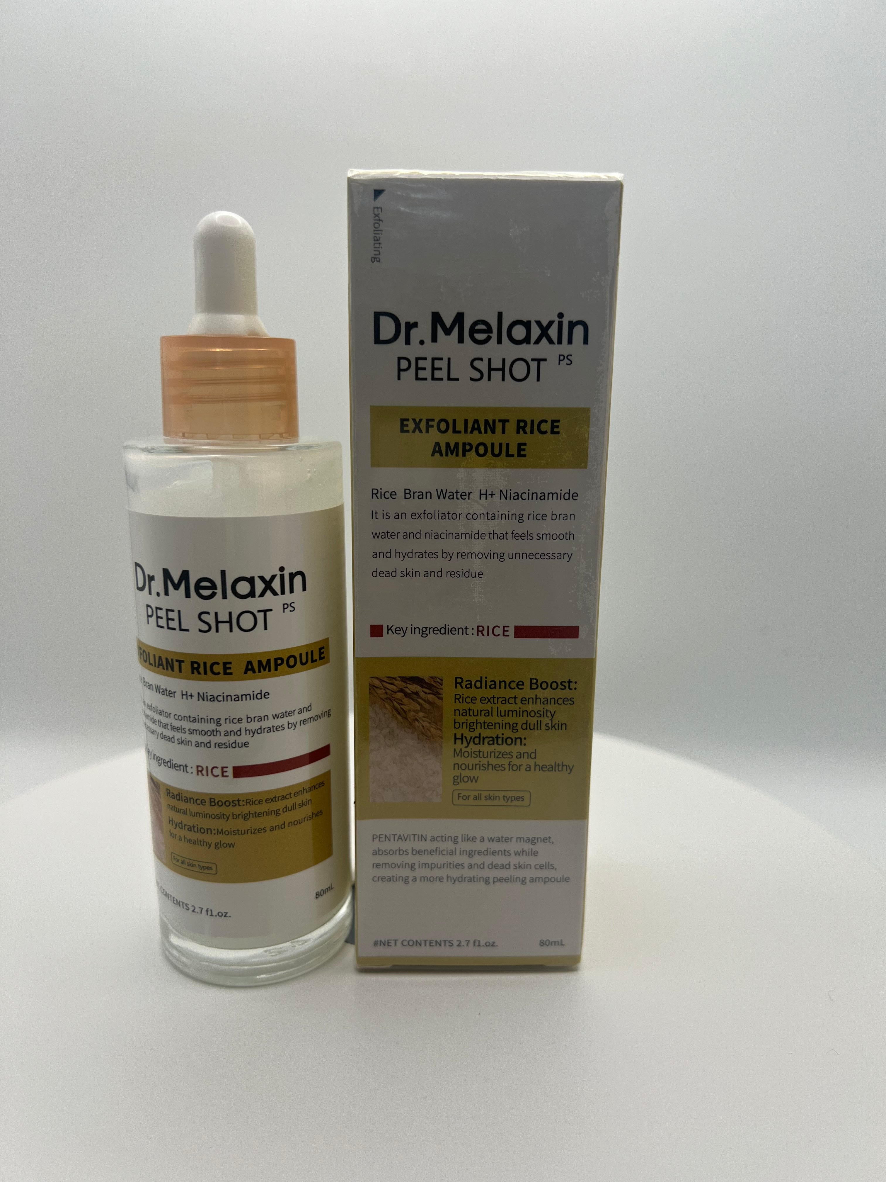 Dr. Melaxin Peel Shot Exfoliating Rice Ampoule Duo bundle set