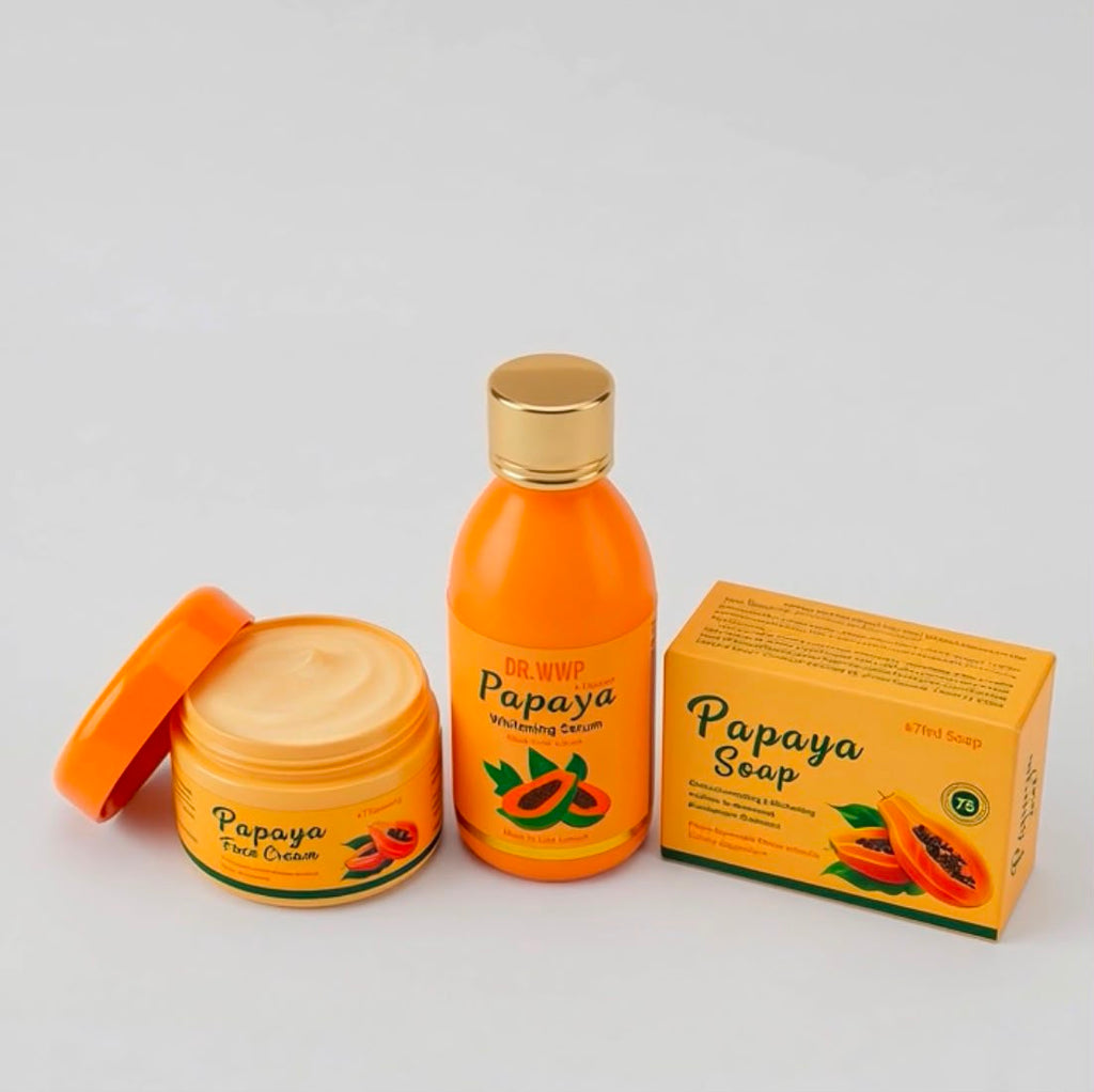 Papaya Glow Brightening Set – Face Cream, Whitening Serum & Soap