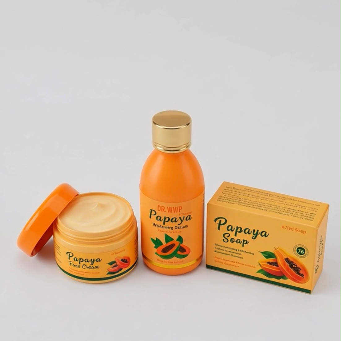 Papaya Glow Brightening Set – Face Cream, Whitening Serum & Soap