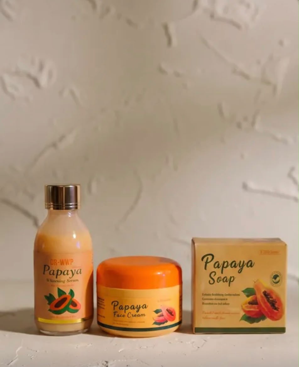 Papaya Glow Brightening Set – Face Cream, Whitening Serum & Soap