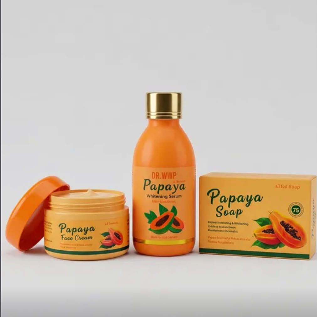 Papaya Glow Brightening Set – Face Cream, Whitening Serum & Soap