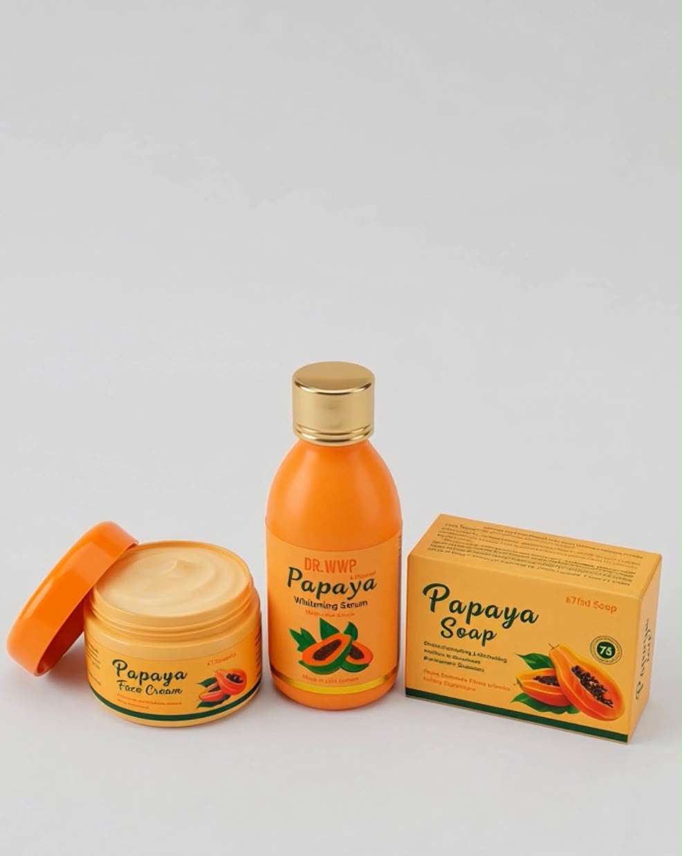 Papaya Glow Brightening Set – Face Cream, Whitening Serum & Soap