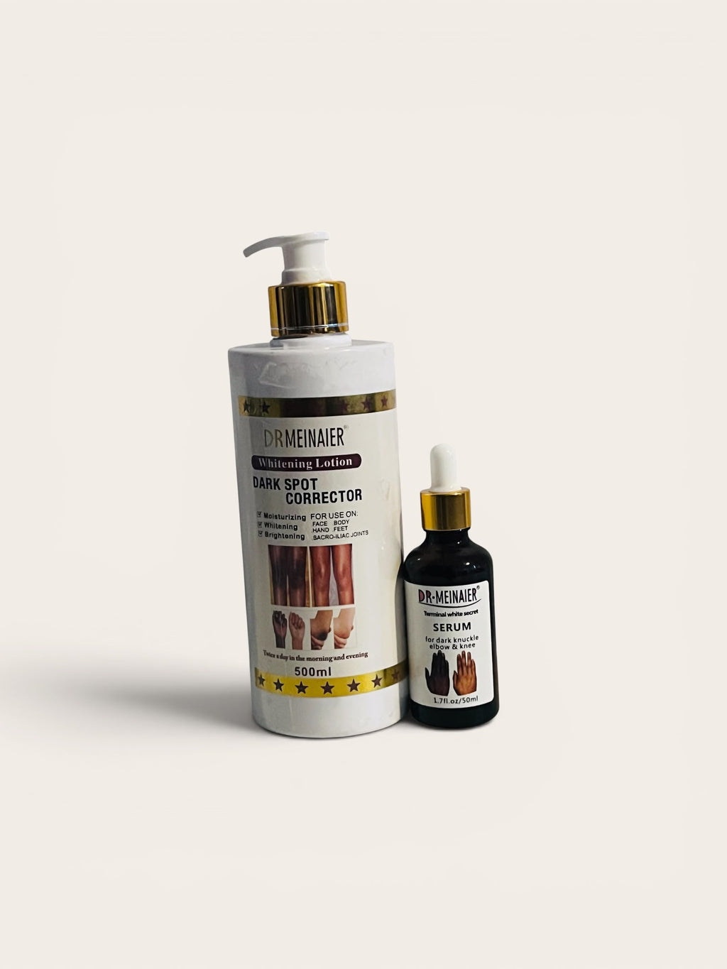 Dr. Meinaier Dark Spot Corrector Set – Whitening Lotion (500ml) & Targeted Serum Duo