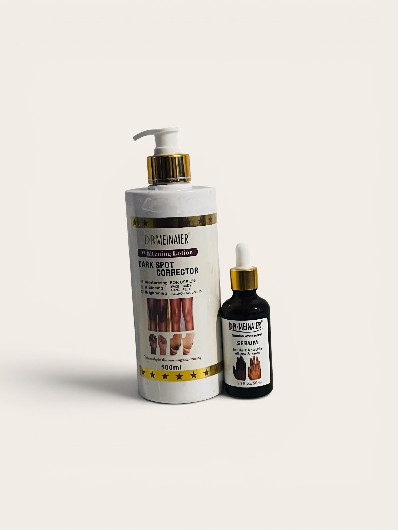 Dr. Meinaier Dark Spot Corrector Set – Whitening Lotion (500ml) & Targeted Serum Duo