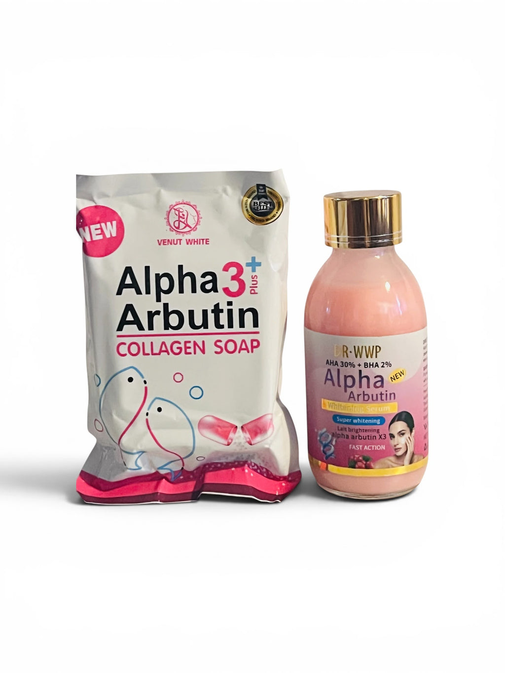 Alpha Arbutin Glow Set – Collagen Soap & Face Serum Duo