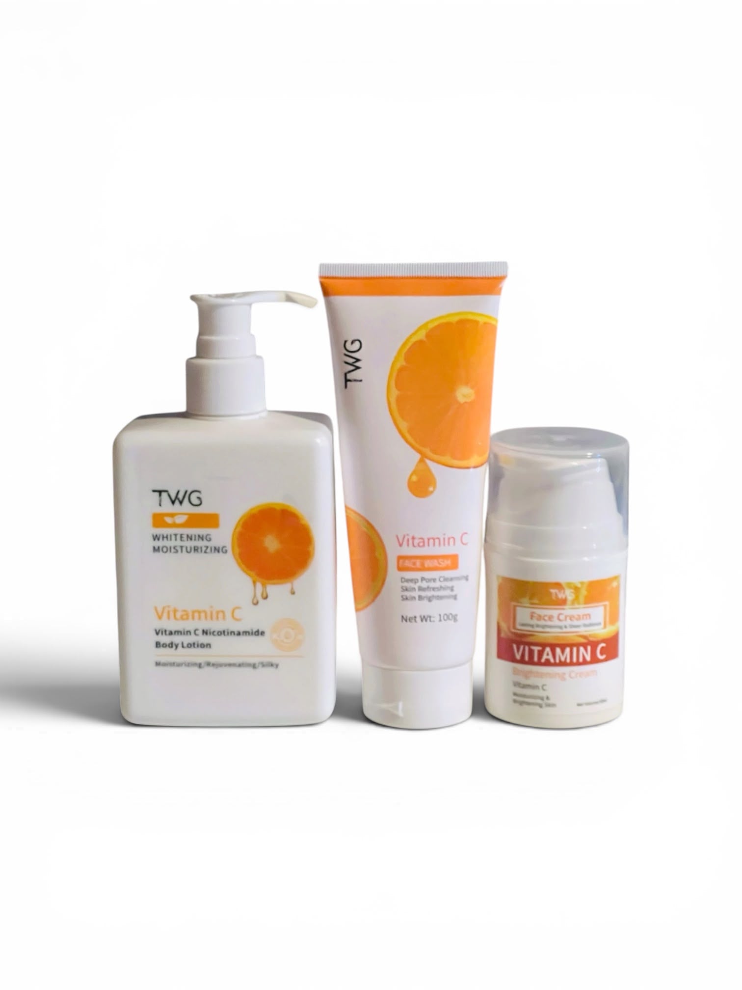 Vitamin C Glow Trio – Face Wash, Face Cream & Body Lotion Set