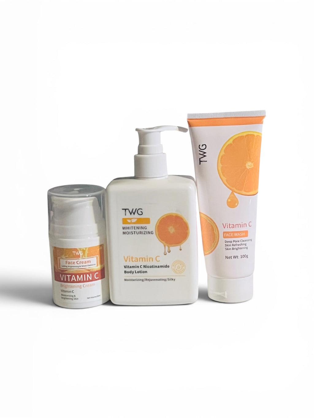 Vitamin C Glow Trio – Face Wash, Face Cream & Body Lotion Set