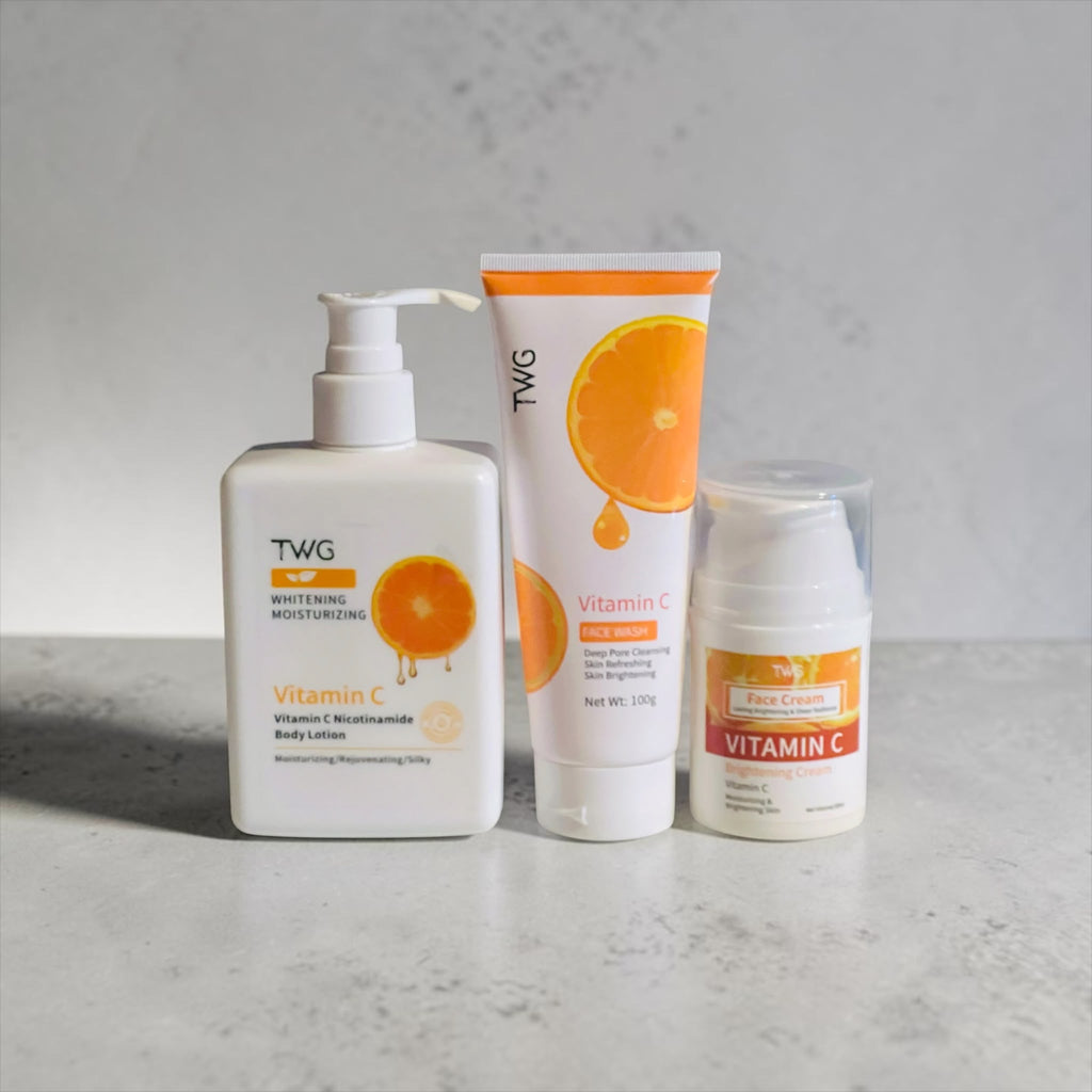 Vitamin C Glow Trio – Face Wash, Face Cream & Body Lotion Set