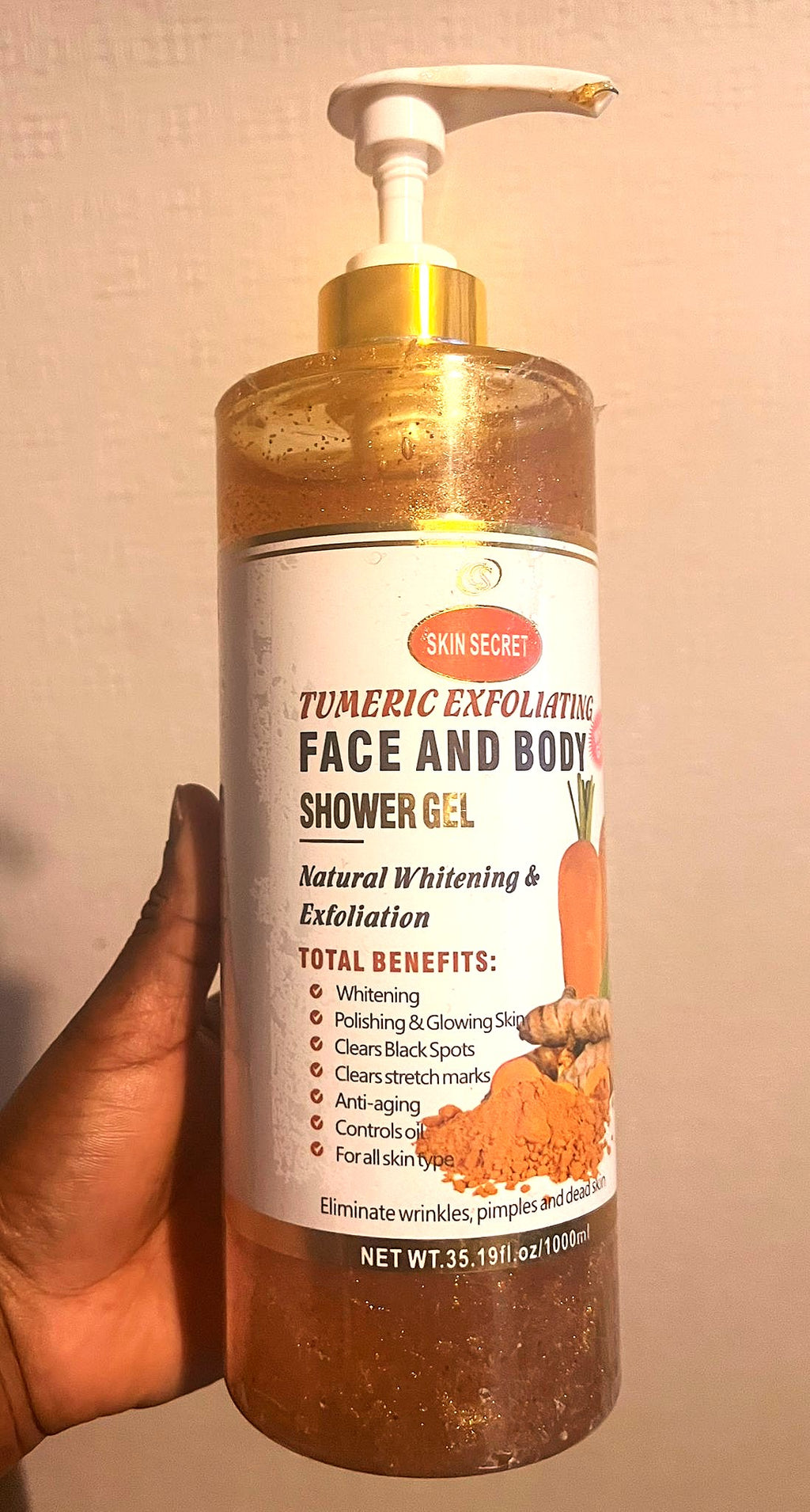 Tumeric Exfoliating Shower Gel for Face and Body 1000ml