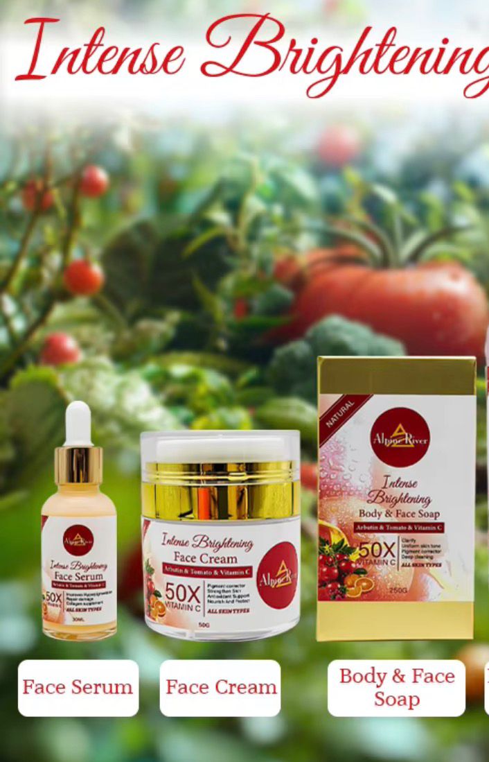 Intense Brightening 50X Vitamin C Face & Body Set – Soap, Serum & Cream for Radiant Skin