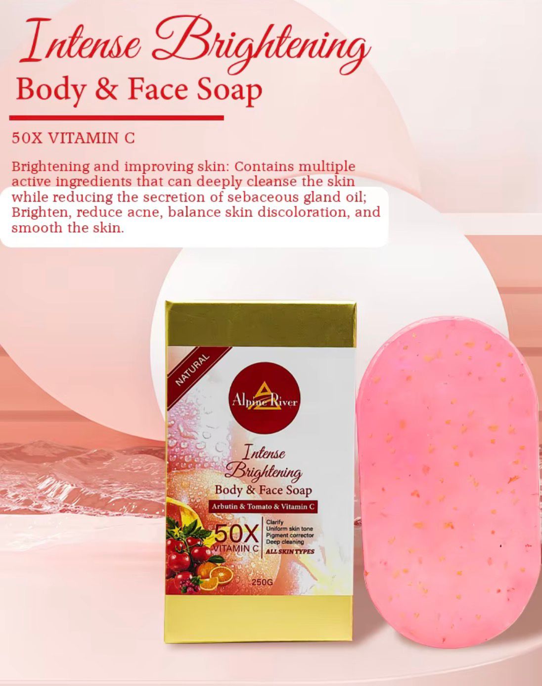 Intense Brightening 50X Vitamin C Face & Body Set – Soap, Serum & Cream for Radiant Skin