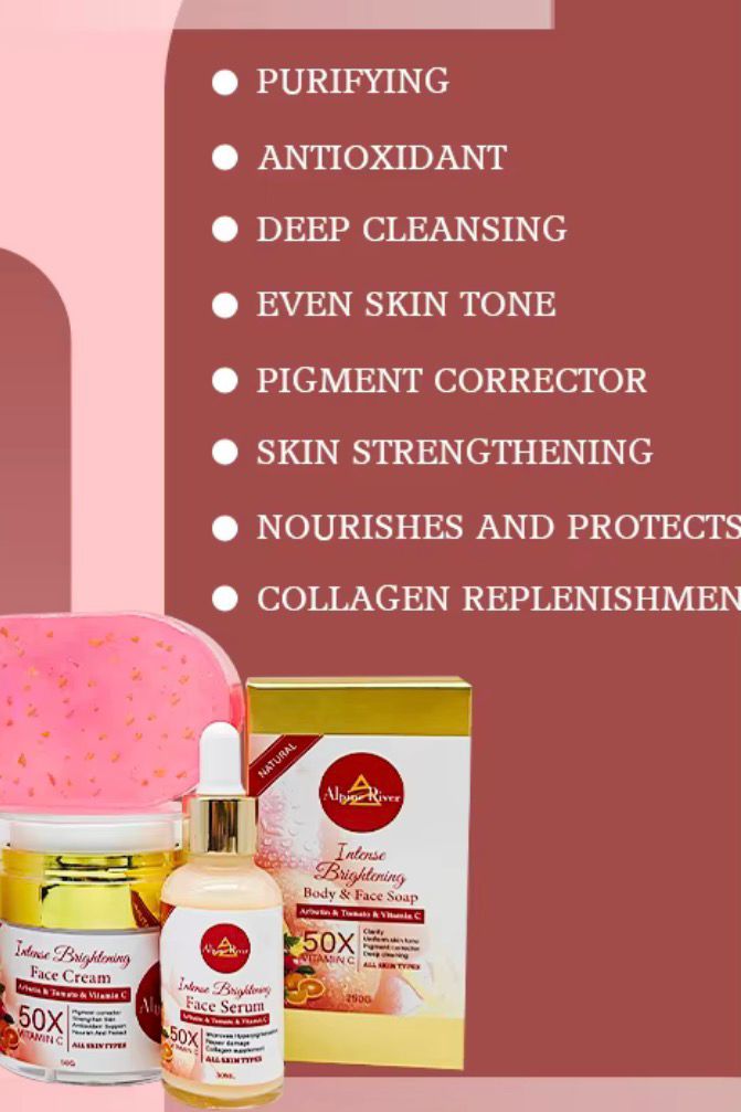 Intense Brightening 50X Vitamin C Face & Body Set – Soap, Serum & Cream for Radiant Skin