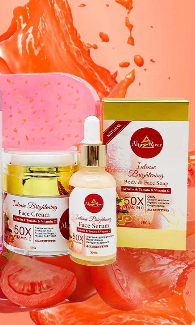 Intense Brightening 50X Vitamin C Face & Body Set – Soap, Serum & Cream for Radiant Skin