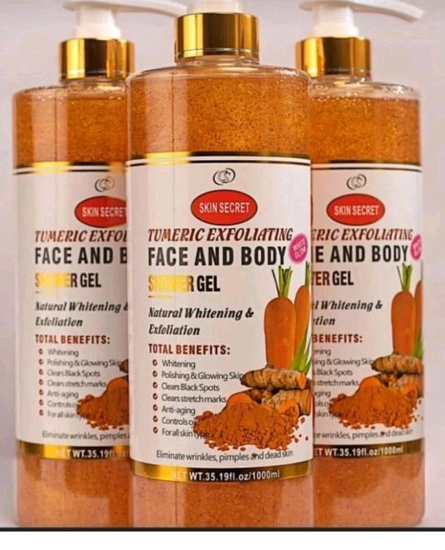 Tumeric Exfoliating Shower Gel for Face and Body 1000ml