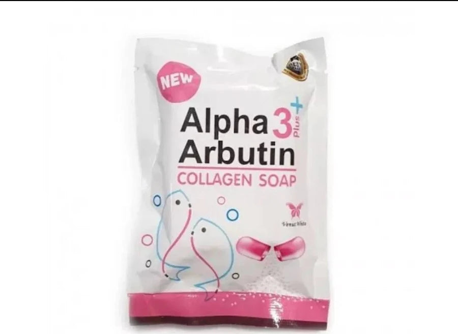 Alpha 3 Plus Arbutin Collagen Whitening Soap Bars Soap Reduce Acne Scars 80g.